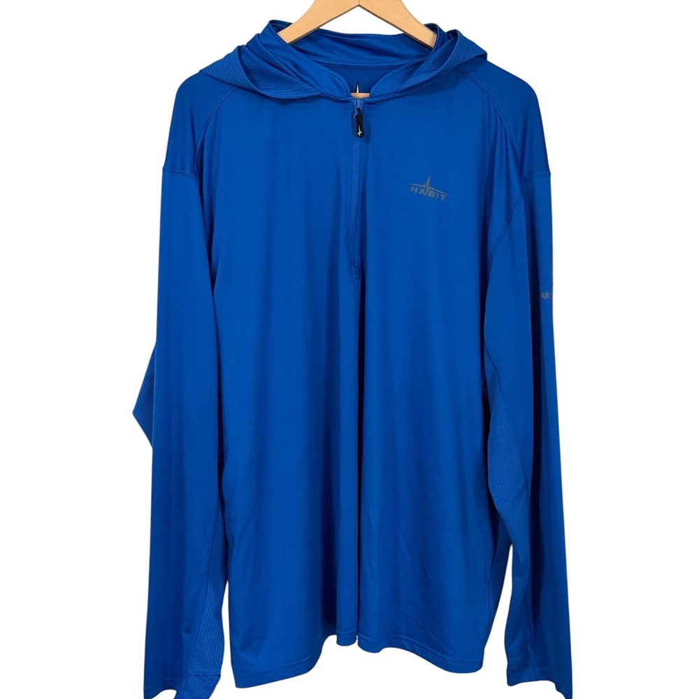 Habit UPF Solar Factor 1/4 Zip Fishing Hoodie Mens 2XL Blue Fishing Shirt